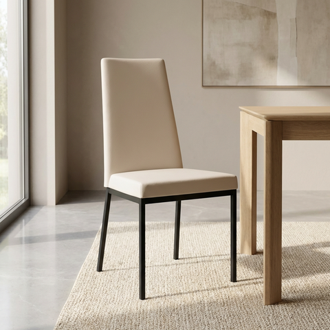 Linea Oyster With Black Legs - Dining Chair Amisco (Set Of Two)