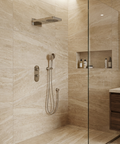 ShowerBox04 Polished Nickel 3-Way Non-Shared Thermostatic Shower Kit with Dual-Function Aquasheet Rainhead - Aquabrass