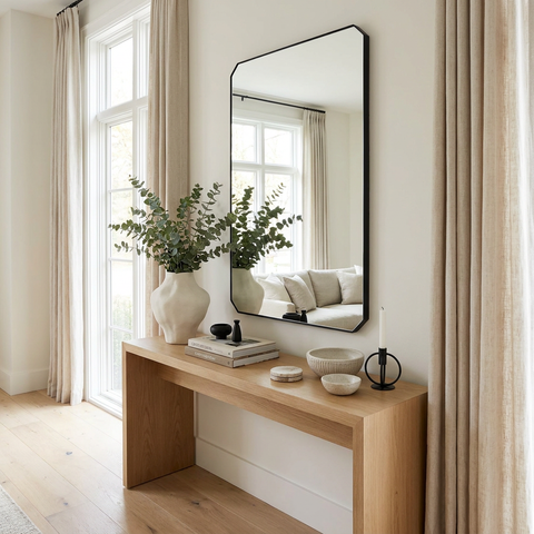 modern black wall mirror