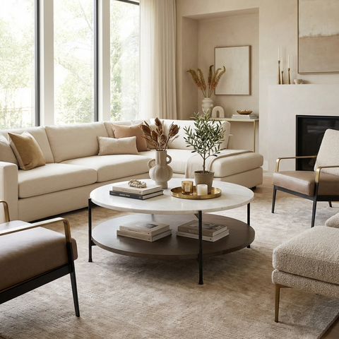 Larkin Round Dark Brown - Coffee Table Mercana