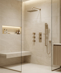 MiamiBox03G Brushed Nickel 3-Way Non-Shared Thermostatic Shower Kit with 3 Body Jets