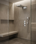 MiamiBox04 Polished Chrome 3-Way Shared Thermostatic Shower Kit with Dual-Function Aquasheet Rainhead - Aquabrass