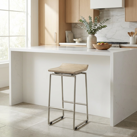 Givens Brown With Silver Frame - Counter Chair Mercana