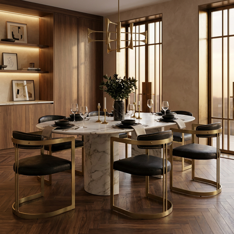 Hollyfield Black Leather Upholstered Dining Chair - Mercana