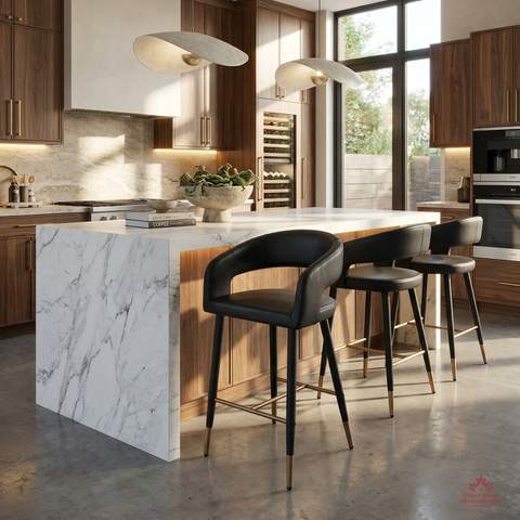 Crimson Black Faux Leather Counter Stool – Set of Two