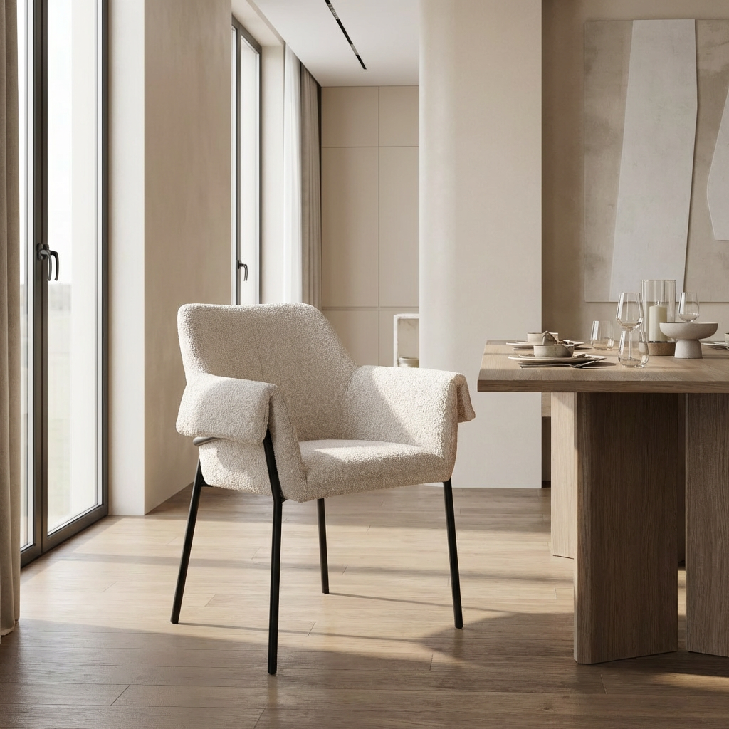 Cream Upholstered Dining Chair – Brently Arm Dining Chair - Canadian ...