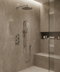 ShowerBox01 Polished Chrome 2-Way Shared Thermostatic Shower Kit with 12-Inch Rainhead - Aquabrass