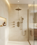 ShowerBox03G Brushed Nickel 3-Way Non-Shared Thermostatic Shower Kit with 3 Body Jets - Aquabrass