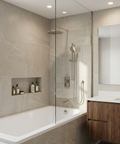 ShowerBox02 Polished Nickel 3-Way Non-Shared Thermostatic Tub and Shower Kit with 12-Inch Rainhead - Aquabrass