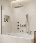 INABOX03 Brushed Nickel 3-Way Non-Shared Thermostatic Shower Kit with Rectangular Rainhead and 3 Body Jets - Aquabrass