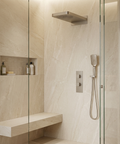MiamiBox04G Brushed Nickel 3-Way Non-Shared Thermostatic Shower Kit with Dual-Function Aquasheet Rainhead - Aquabrass