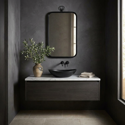 modern black wall mirror