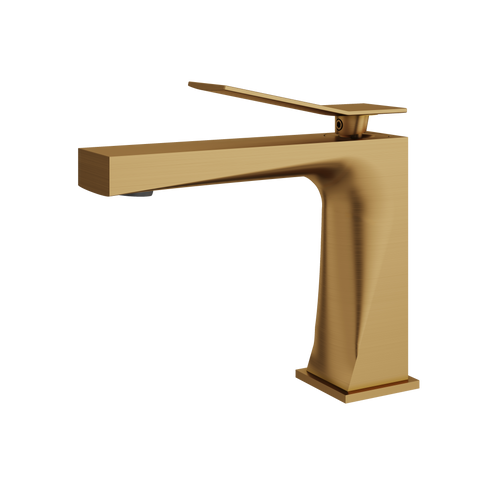 Chicane Brushed Gold Single Hole Bathroom Faucet - Aquabrass
