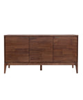 Wooden sideboard with three doors on a white background
