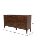 Wooden dresser with dimensions labeled on a white background