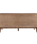 Wooden sideboard with a natural finish on a white background