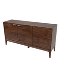 Wooden sideboard with four drawers on a white background