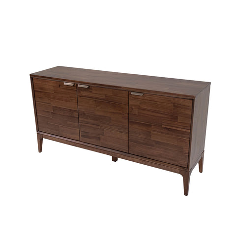 Wooden sideboard with four drawers on a white background
