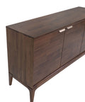 Wooden sideboard with three doors on a white background
