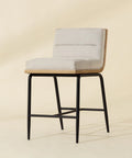 Abilene Muslin Modern Wood Counter Stool-1