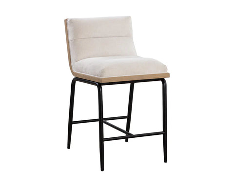 Abilene Muslin Modern Wood Counter Stool-4