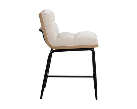 Abilene Muslin Modern Wood Counter Stool-9