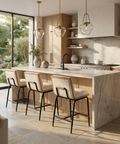 Abilene Muslin Modern Wood Counter Stool