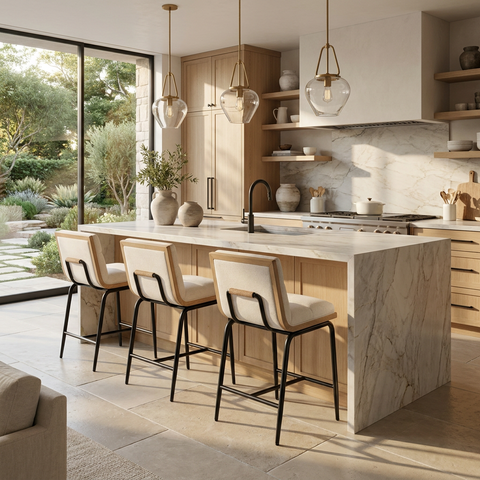 Abilene Muslin Modern Wood Counter Stool