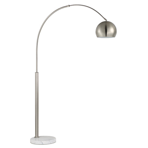 Aglow Brushed Nickel & White Marble Floor Lamp -4