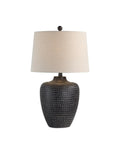 Agueda Hammered Dark Brown Resin Table Lamp-1