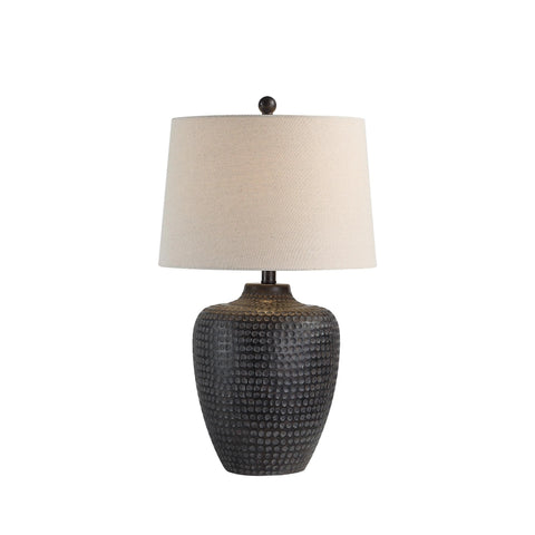 Agueda Hammered Dark Brown Resin Table Lamp-1
