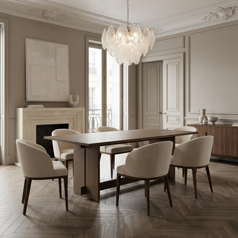 Aida 84" Medium Brown Oak Veneer Dining Table 