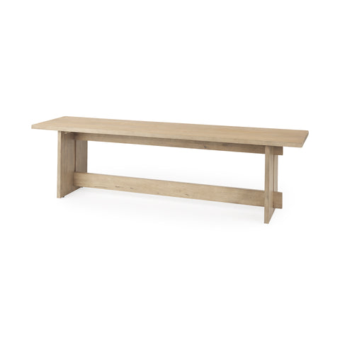 Aida Light Brown Solid Mango Wood Dining Bench -1