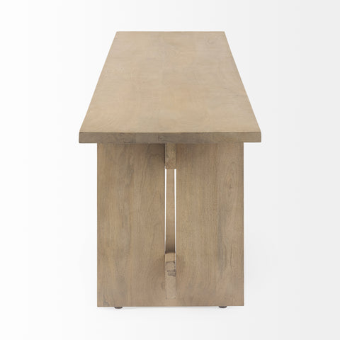 Aida Light Brown Solid Mango Wood Dining Bench -3
