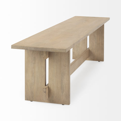 Aida Light Brown Solid Mango Wood Dining Bench -4