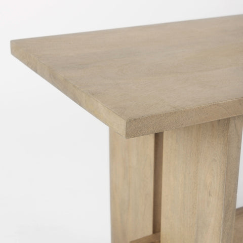 Aida Light Brown Solid Mango Wood Dining Bench -5