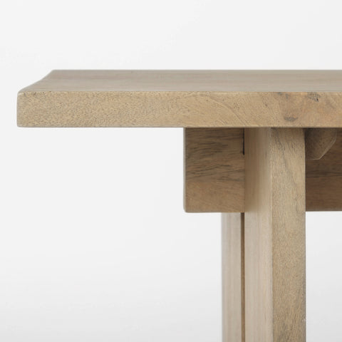 Aida Light Brown Solid Mango Wood Dining Bench -6