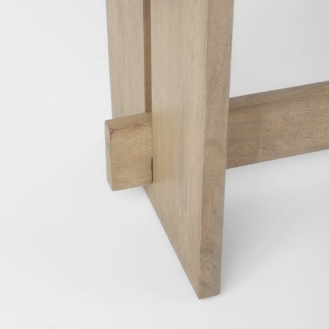 Aida Light Brown Solid Mango Wood Dining Bench -8
