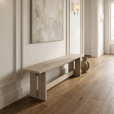 Aida Light Grey Solid Mango Wood Dining Bench 