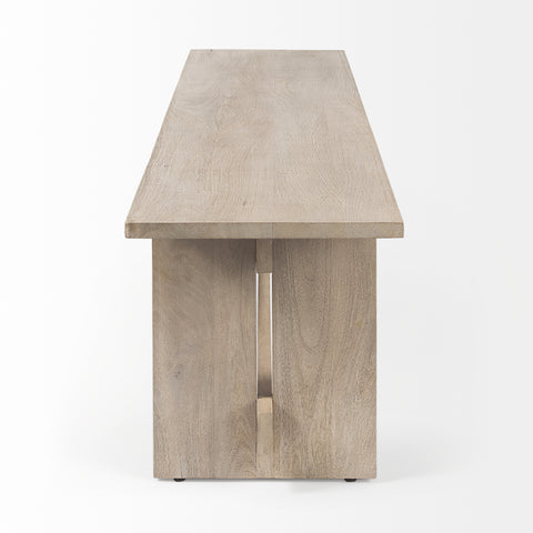 Aida Light Grey Solid Mango Wood Dining Bench -3