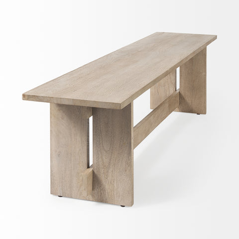 Aida Light Grey Solid Mango Wood Dining Bench -4