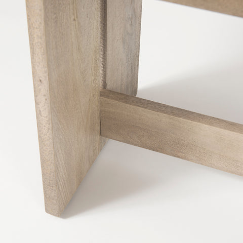 Aida Light Grey Solid Mango Wood Dining Bench -7