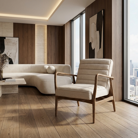 Ajax II Cream Fabric Accent Chair