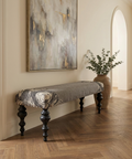 Alhambra Grey Floral Cotton Accent Bench 