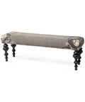 Alhambra Grey Floral Cotton Accent Bench -1