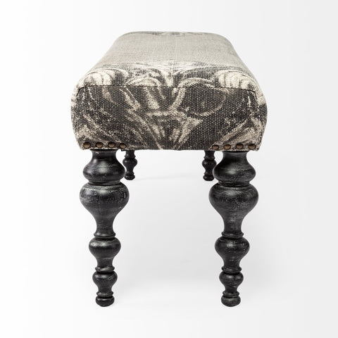 Alhambra Grey Floral Cotton Accent Bench -3