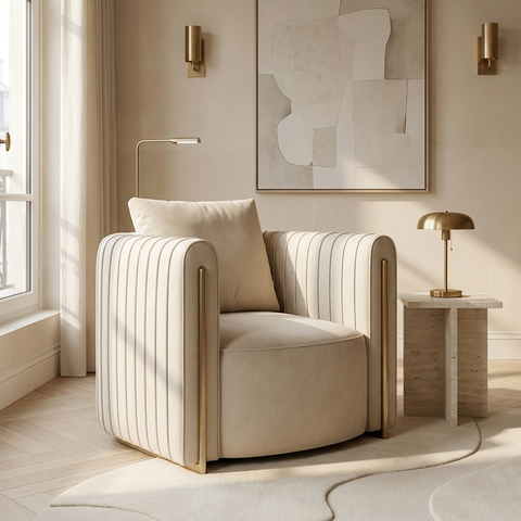Alix Beige Faux Leather Accent Chair