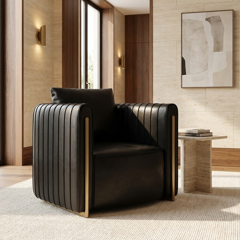 Alix Black Bonded Leather Accent Chair