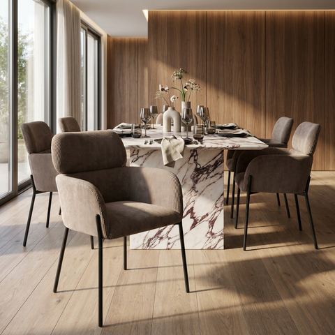 Allegra Brown Corduroy Dining Chair
