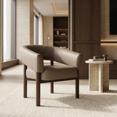Allegra Dark Taupe Faux Leather Accent Chair